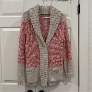 GAP Pink and Cream Knit Cardigan